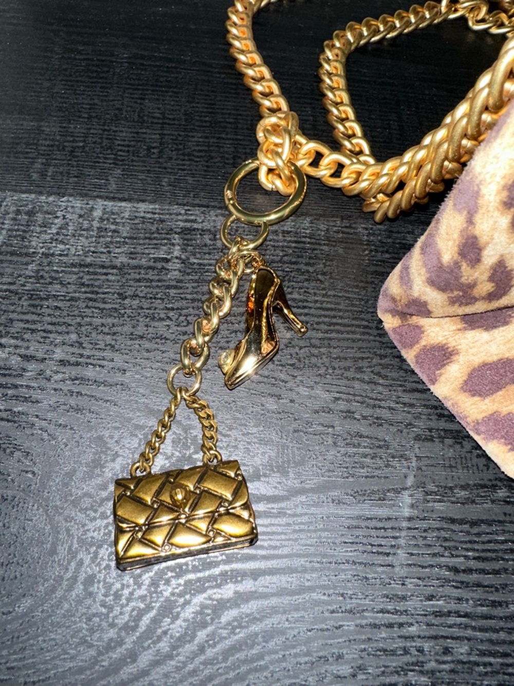 Kurt Geiger Leopard Quilted Mini Chain Shoulder Bag with Gold Hardware - Picture 11 of 11